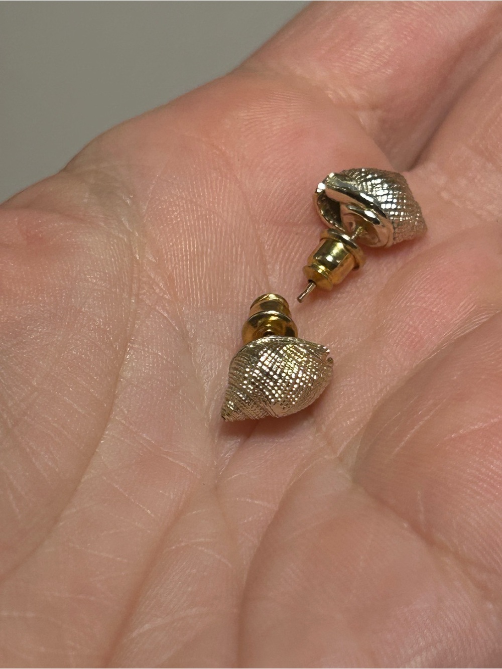 Silver Textured Shell Stud Earrings